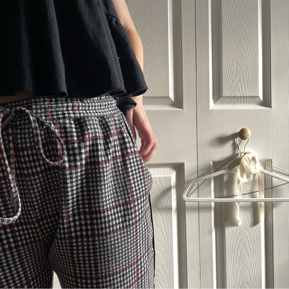 anthropologie plaid joggers